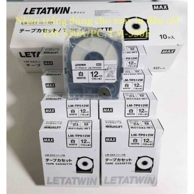 Nhãn in MAX LM-TP512Y | 12mm x 8m | Chữ Đen trên nền Vàng