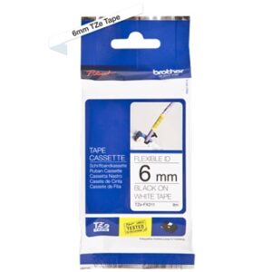 Nhãn in Brother Siêu Dẻo TZe-FX211 | 6mm x 8m | Chữ Đen trên nền Trắng 1