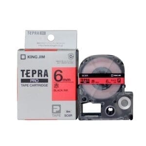 Nhãn in TEPRA SC6R | 6mm x 8m | Chữ Đen trên nền Đỏ