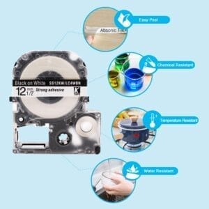 Nhãn in TEPRA Siêu dính SC24YW 24mm x 8m Chữ Đen trên nền Vàng1