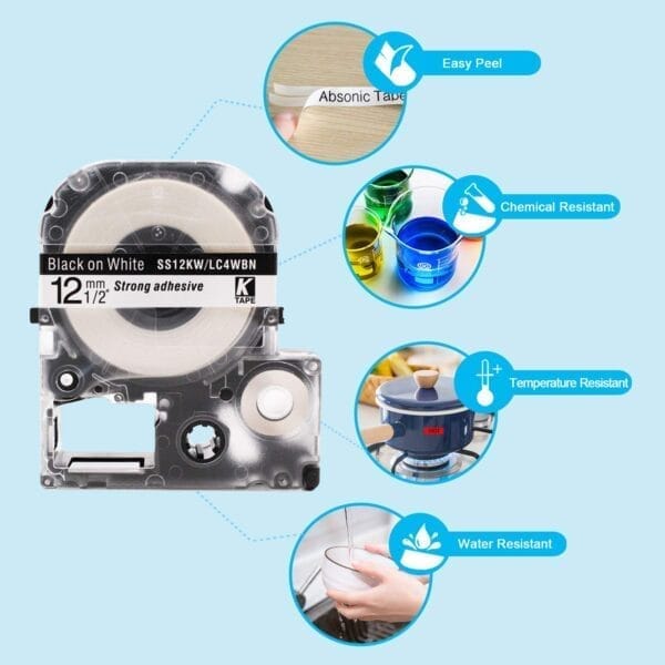 Nhãn in TEPRA Siêu dính SC24YW 24mm x 8m Chữ Đen trên nền Vàng1