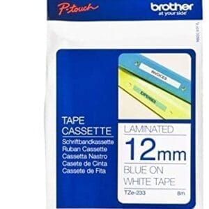 Nhãn in Brother TZe-233 | 12mm x 8m | Chữ Xanh trên nền Trắng 1