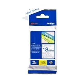 Nhãn in Brother TZe-243 | 18mm x 8m | Chữ Xanh trên nền Trắng