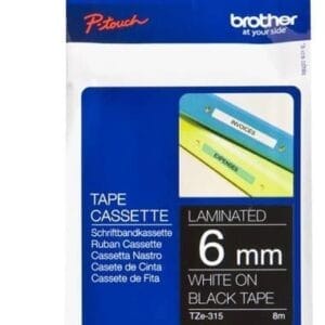 Nhãn in Brother TZe-315 | 6mm x 8m | Chữ Trắng trên nền Đen 1