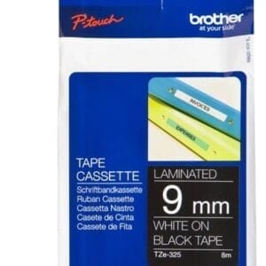 Nhãn in Brother TZe-325 | 9mm x 8m | Chữ Trắng trên nền Đen 1