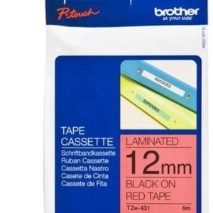 Nhãn in Brother TZe-431 | 12mm x 8m | Chữ Đen trên nền Đỏ 1