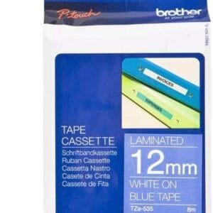 Nhãn in Brother TZe-535 | 12mm x 8m | Chữ Trắng trên nền Xanh dương 1