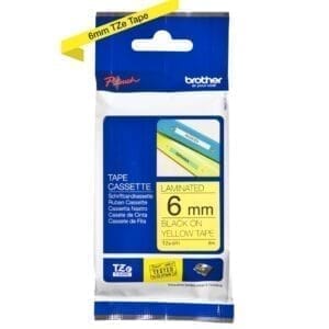 Nhãn in Brother TZe-611 | 6mm x 8m | Chữ Đen trên nền Vàng