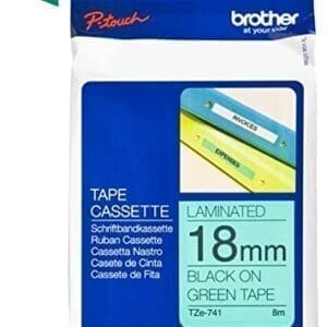 Nhãn in Brother TZe-741 | 18mm x 8m | Chữ Đen trên nền Xanh lá 1