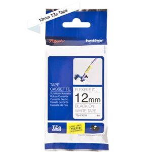 Nhãn in Brother Siêu Dẻo TZe-FX231 | 12mm x 8m | Chữ Đen trên nền Trắng 1