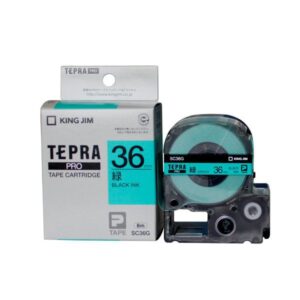 Nhãn in TEPRA SC36G | 36mm x 8m | Chữ Đen trên nền Xanh lá
