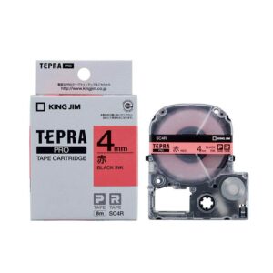 Nhãn in TEPRA SC4R | 4mm x 8m | Chữ Đen trên nền Đỏ