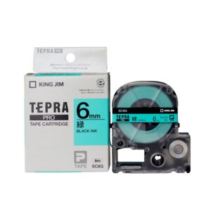Nhãn in TEPRA SC6G | 6mm x 8m | Chữ Đen trên nền Xanh lá