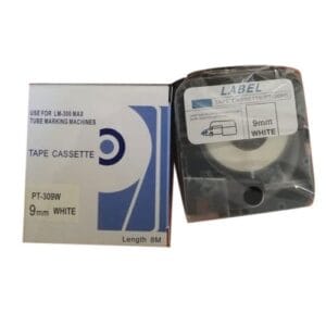 Nhãn in MAX PT-309W | 9mm x 8m | Chữ Đen trên nền Trắng