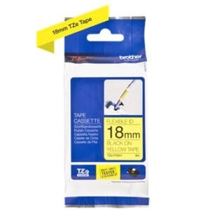 Nhãn in Brother Siêu Dẻo TZe-FX641 | 18mm x 8m | Chữ Đen trên nền Vàng 2