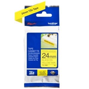 Nhãn in Brother Siêu Dính TZe-S651 | 24mm x 8m | Chữ Đen trên nền Vàng 1
