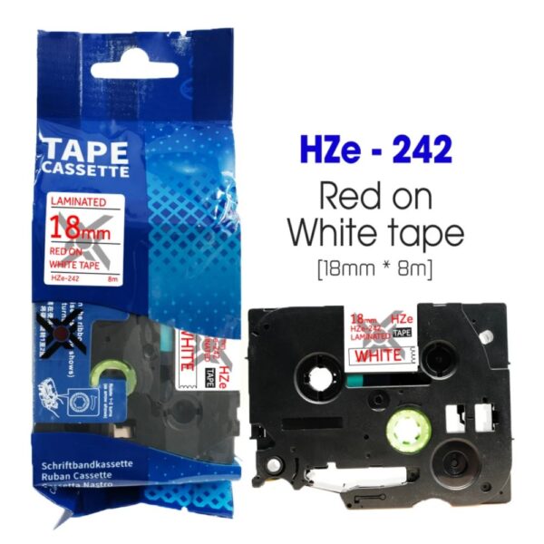 Nhan in HZe 242 18mm x 8m Chu Do tren nen Trang