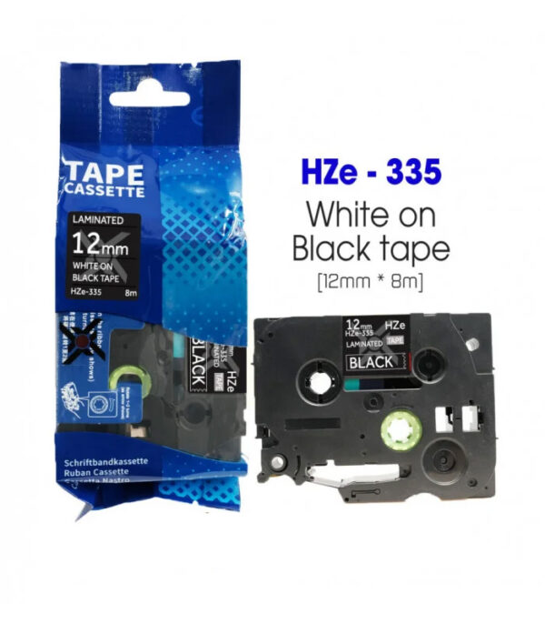nhan in hze 335 tze 335 tz2 335 12mm x 8m chu trang tren nen den 1