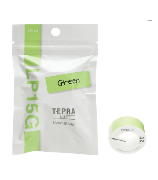 nhan in tepra lite lp15g 15mm x 4m mau xanh la