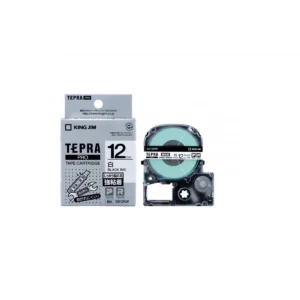 Nhãn in TEPRA Siêu dính SS12KW | 12mm x 8m | Chữ Đen trên nền Trắng