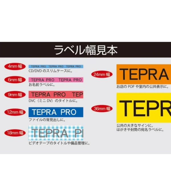 Nhãn in TEPRA SS36K | 36mm x 8m | Chữ Đen trên nền Trắng