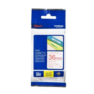 Nhãn in TZ2-465 | 36mm x 8m | Chữ Trắng trên nền Đỏ