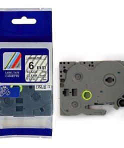 Nhãn in Siêu Dính CZe-S111 | 6mm x 8m | Chữ Đen trên nền Trong