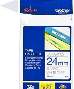 Nhãn in Brother TZe-253 | 24mm x 8m | Chữ Xanh trên nền Trắng