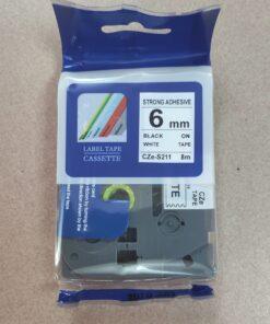 Nhãn in Siêu Dính CZe-S211 | 6mm x 8m | Chữ Đen trên nền Trắng