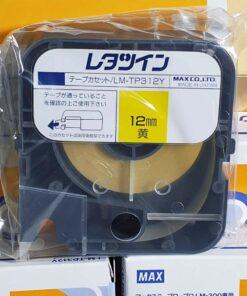 Nhãn in MAX LM-TP312Y | 12mm x 8m | Chữ Đen trên nền Vàng