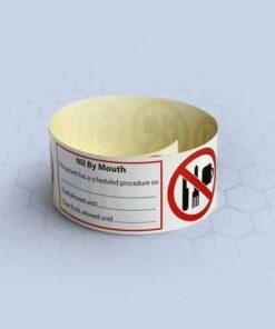 Vòng đeo tay bệnh viện NIL BY MOUTH in sẵn cảnh báo 30mm