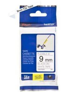 Nhãn in Brother Siêu Dẻo TZe-FX221 | 9mm x 8m | Chữ Đen trên nền Trắng
