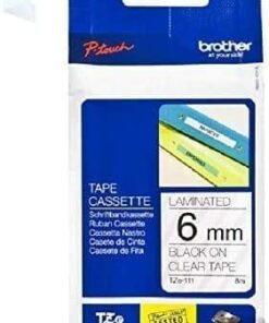 Nhãn in Brother TZe-111 | 6mm x 8m | Chữ Đen trên nền Trong