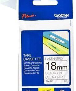 Nhãn in Brother TZe-141 | 18mm x 8m | Chữ Đen trên nền Trong