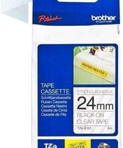 Nhãn in Brother TZe-151 | 24mm x 8m | Chữ Đen trên nền Trong