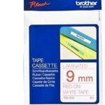 Nhãn in Brother TZe-222 | 9mm x 8m | Chữ Đỏ trên nền Trắng