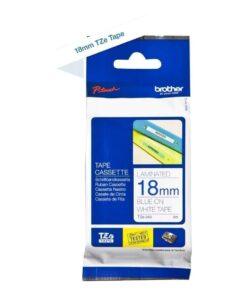Nhãn in Brother TZe-243 | 18mm x 8m | Chữ Xanh trên nền Trắng