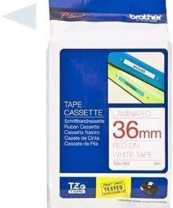 Nhãn in Brother TZe-262 | 36mm x 8m | Chữ Đỏ trên nền Trắng