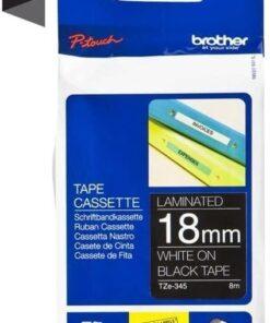 Nhãn in Brother TZe-345 | 18mm x 8m | Chữ Trắng trên nền Đen