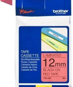 Nhãn in Brother TZe-421 | 9mm x 8m | Chữ Đen trên nền Đỏ