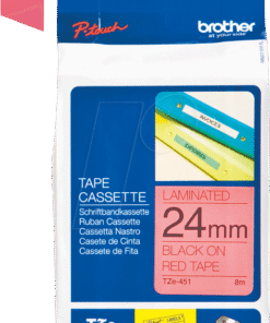 Nhãn in Brother TZe-451 | 24mm x 8m | Chữ Đen trên nền Đỏ