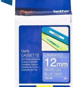 Nhãn in Brother TZe-535 | 12mm x 8m | Chữ Trắng trên nền Xanh dương