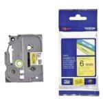 Nhãn in Brother TZe-611 | 6mm x 8m | Chữ Đen trên nền Vàng