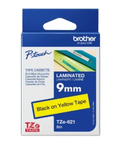 Nhãn in Brother TZe-621 | 9mm x 8m | Chữ Đen trên nền Vàng