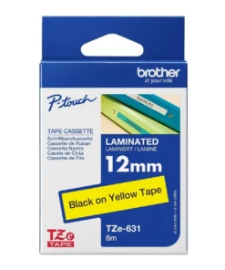 Nhãn in Brother TZe-631 | 12mm x 8m | Chữ Đen trên nền Vàng