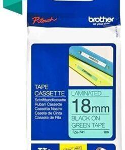 Nhãn in Brother TZe-741 | 18mm x 8m | Chữ Đen trên nền Xanh lá