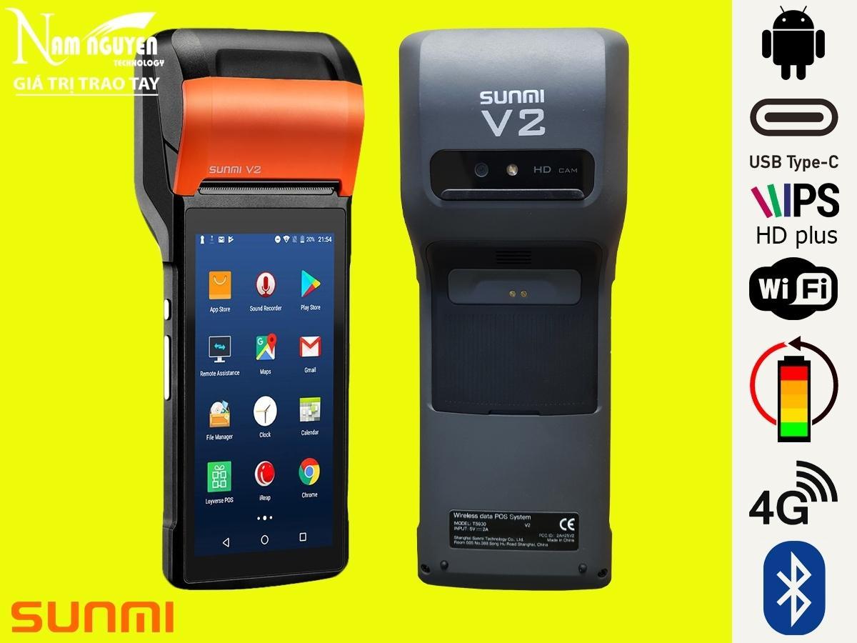 Máy POS bán hàng cầm tay Sunmi V2 2 Máy POS bán hàng cầm tay Sunmi V2