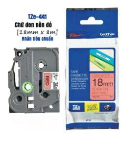 Nhãn in Brother Siêu Dẻo TZe-FX441 | 18mm x 8m | Chữ Đen trên nền Đỏ