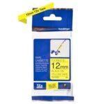 Nhãn in Brother Siêu Dẻo TZe-FX631 | 12mm x 8m | Chữ Đen trên nền Vàng