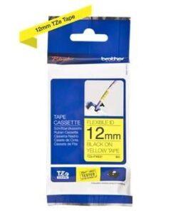 Nhãn in Brother Siêu Dẻo TZe-FX631 | 12mm x 8m | Chữ Đen trên nền Vàng